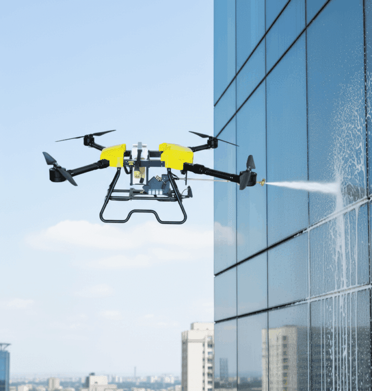 Dron Limpiando fachada